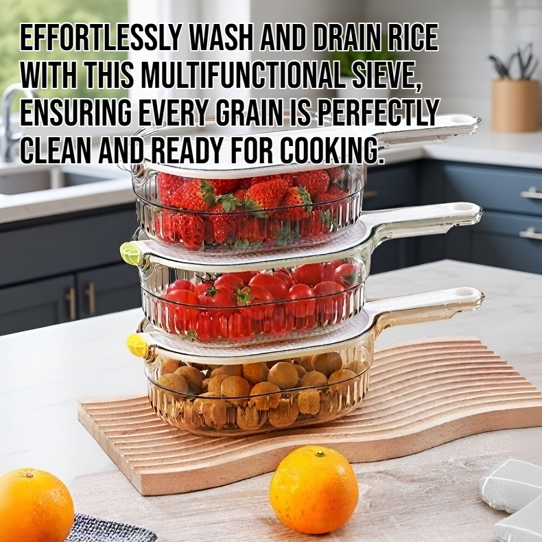 Multifunctional rice washing sieve
