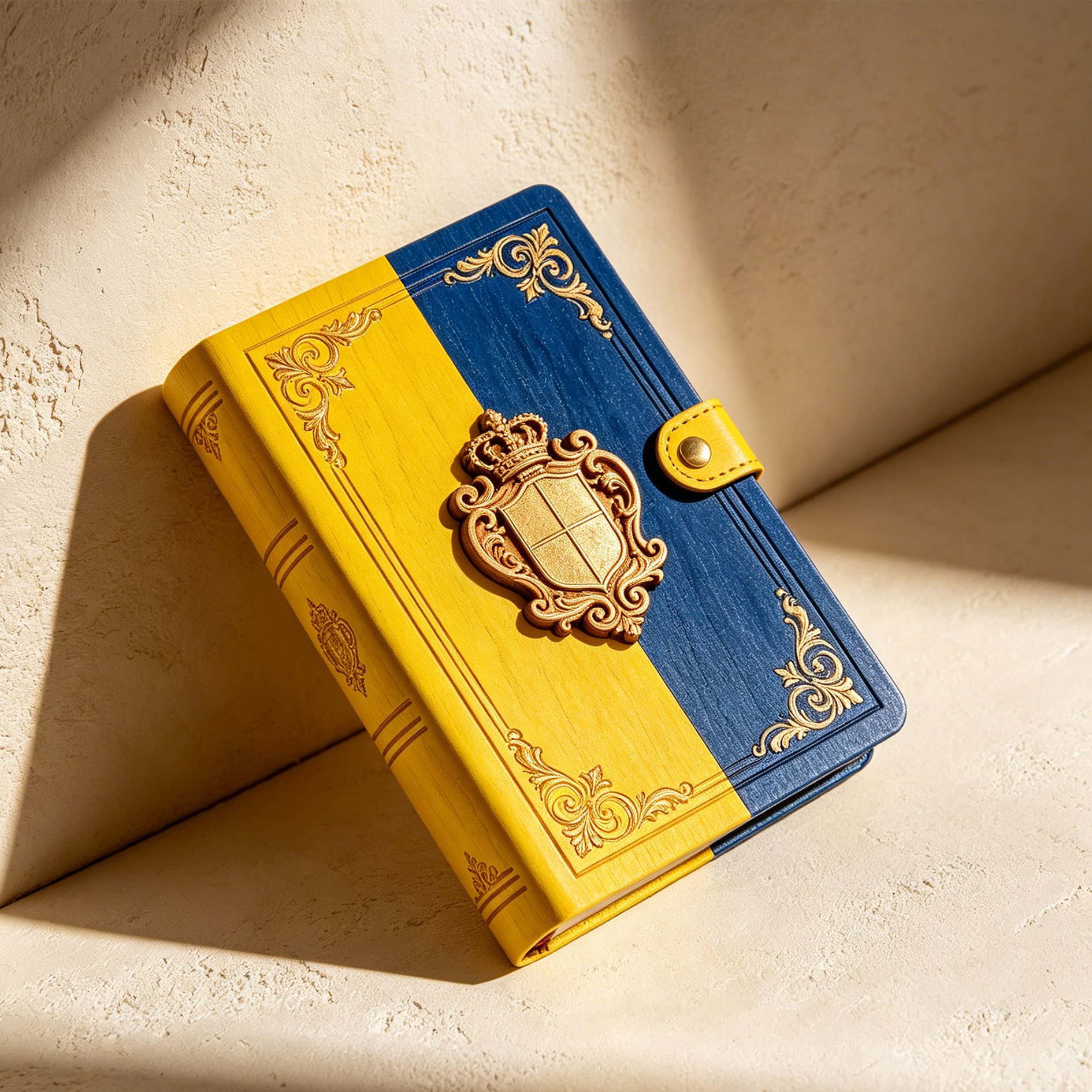 Close-up of dual-color notebook covers