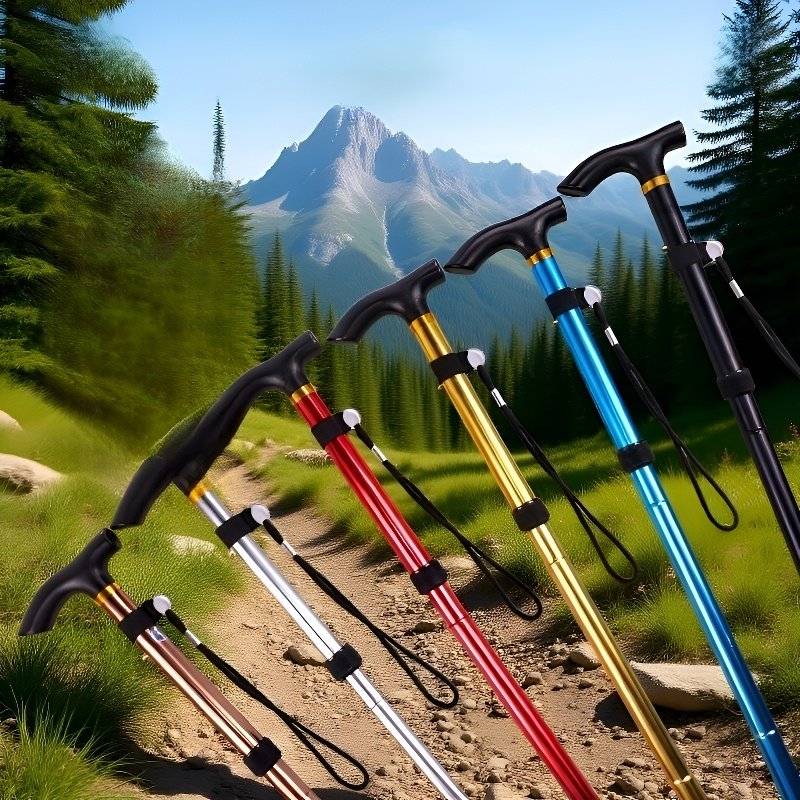 Aluminiowe teleskopowe składane kije trekkingowe w 6 kolorach