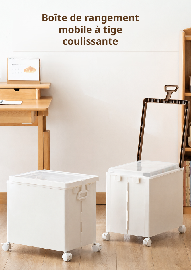 Chariot portable à roulettes avec couvercle sous le bureau