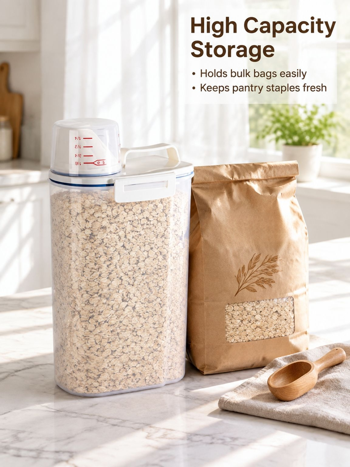 Durable plastic food storage container with airtight sealing lid