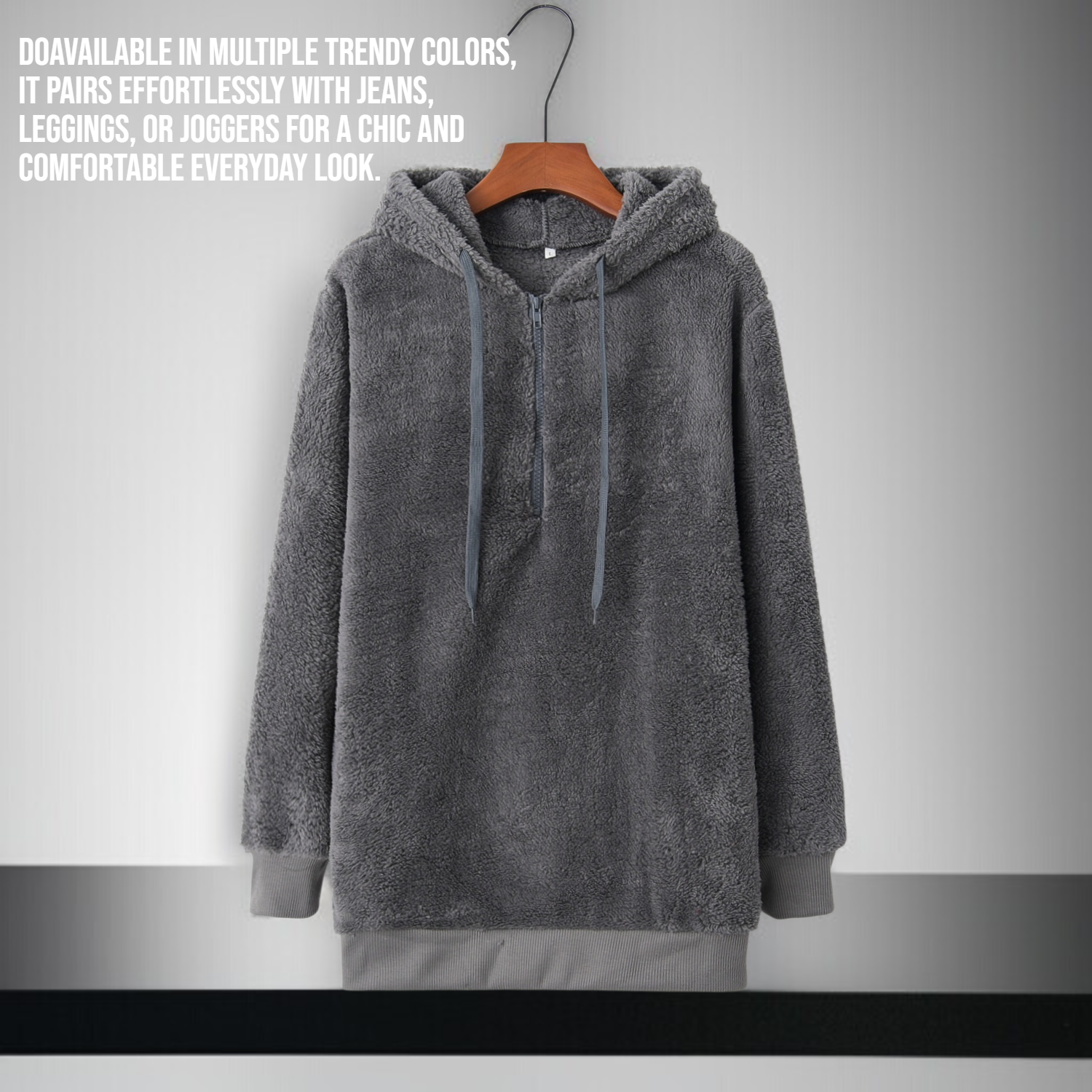 Back view of cozy women's fleece hoodie