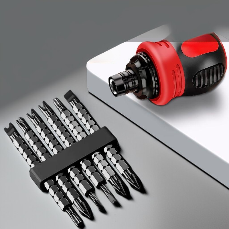 Destornillador flexible portátil y retráctil con punta doble magnética