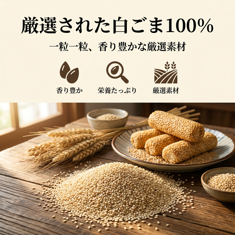 ごまの香りとピーナッツフィリングのサクサクスナック