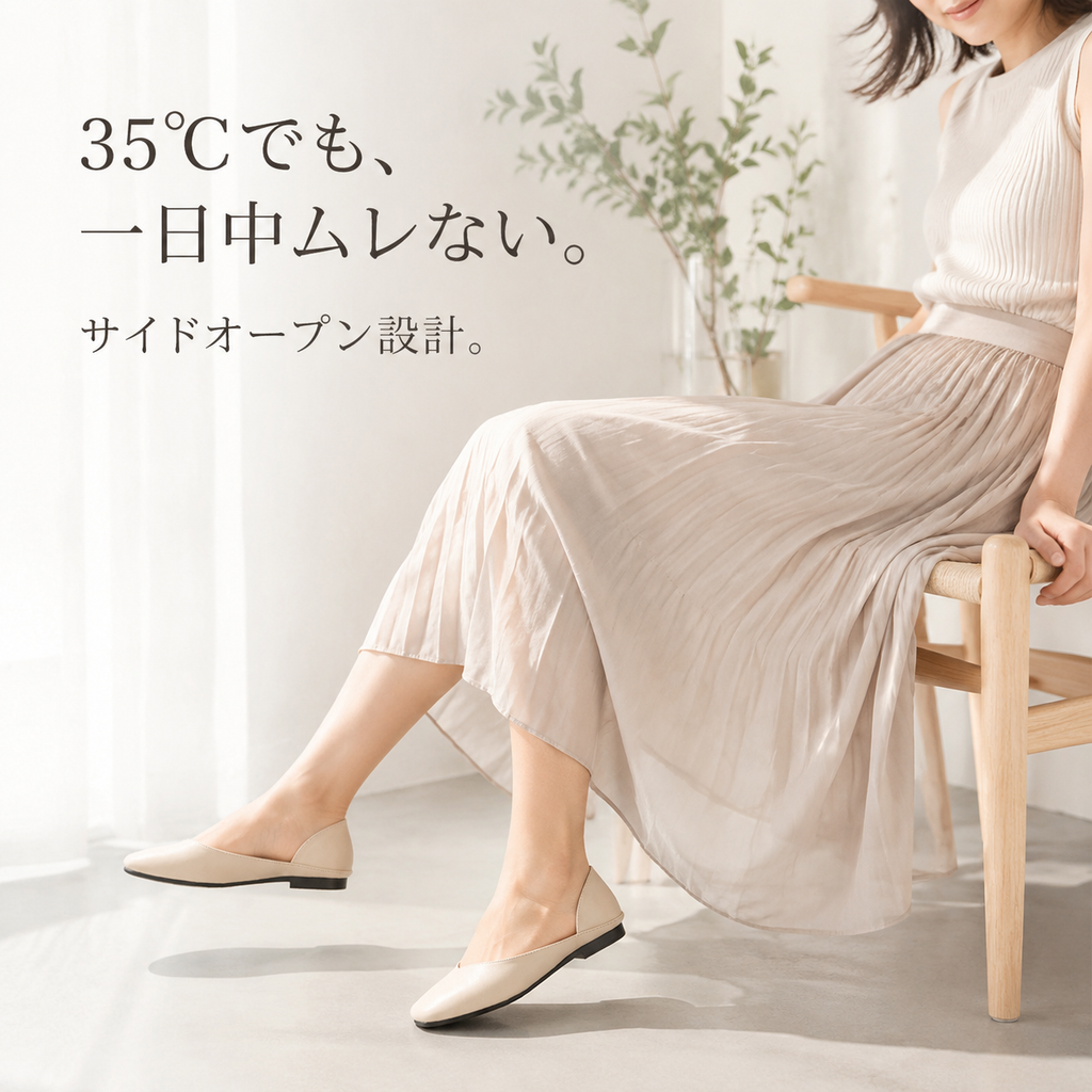 スクエアトゥ快適レディース新作フラットシューズ