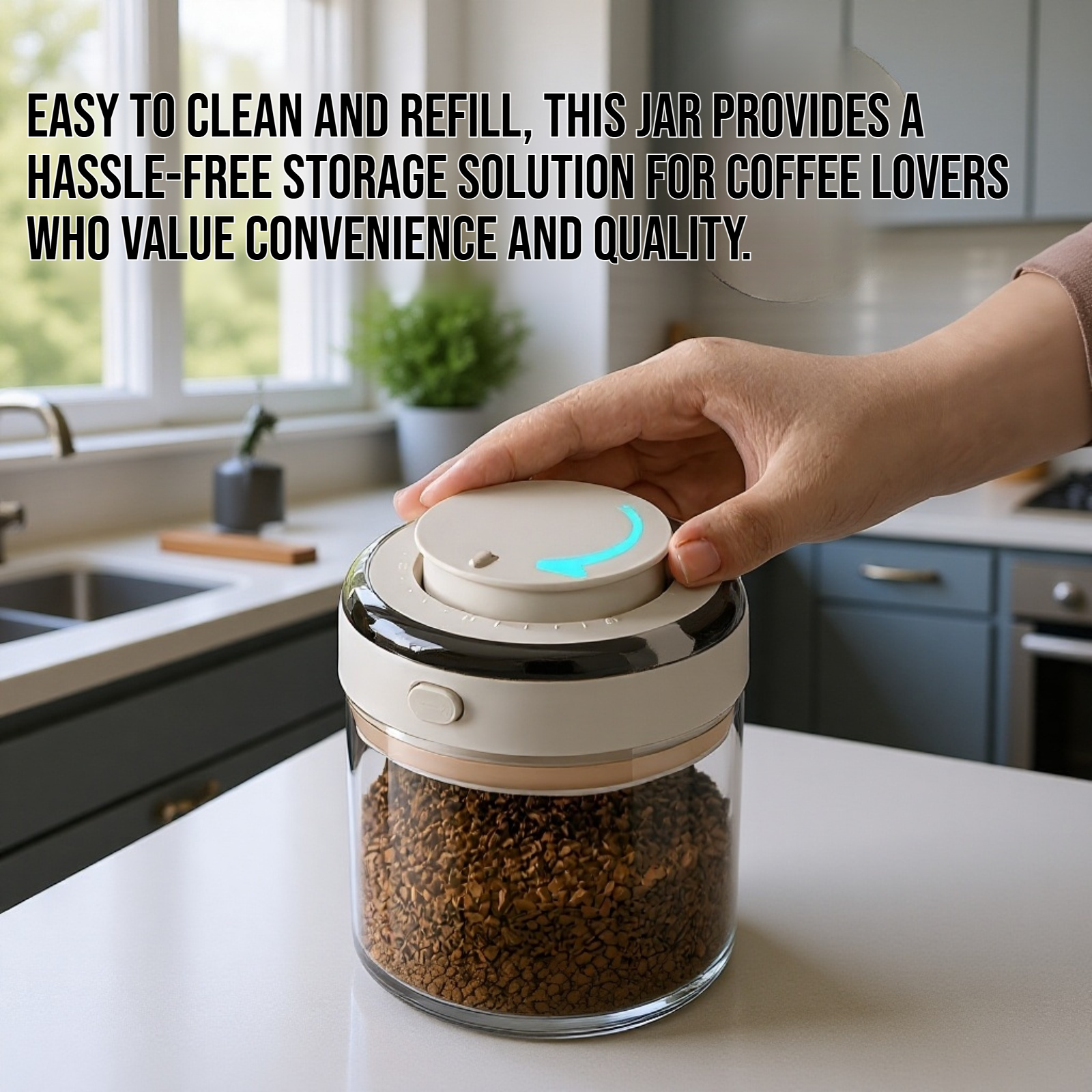 Glass sealed jar for coffee bean storage