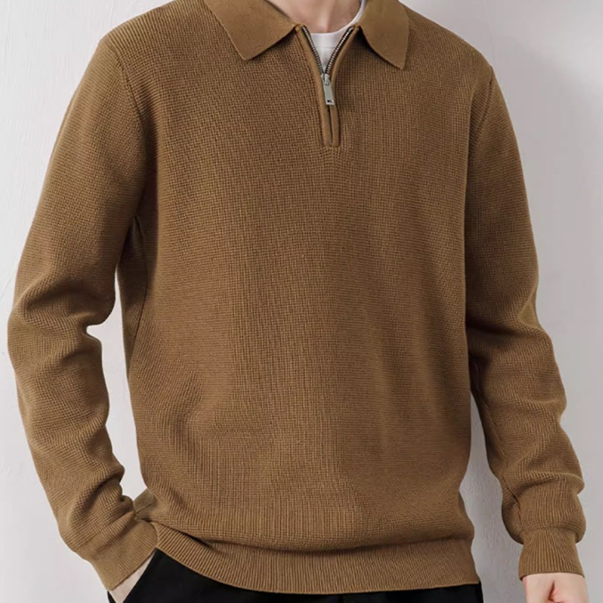 男士時尚半拉鍊開襟衫