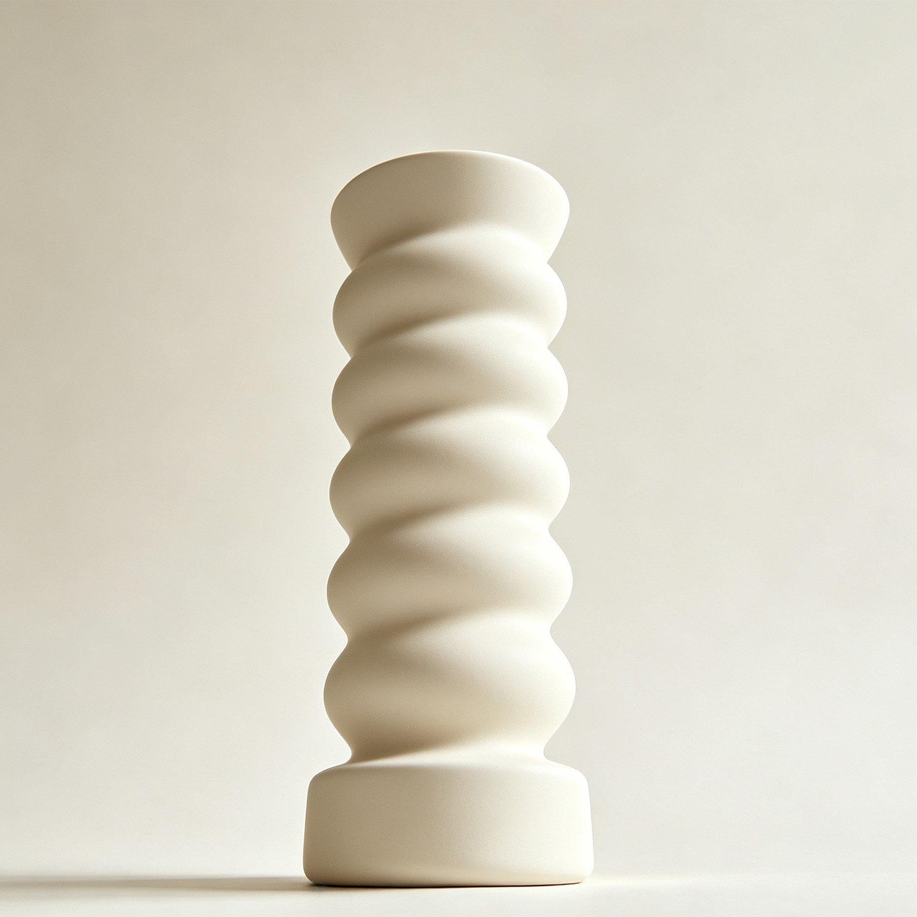 Twisted Wave Ceramic Vase on a modern coffee table