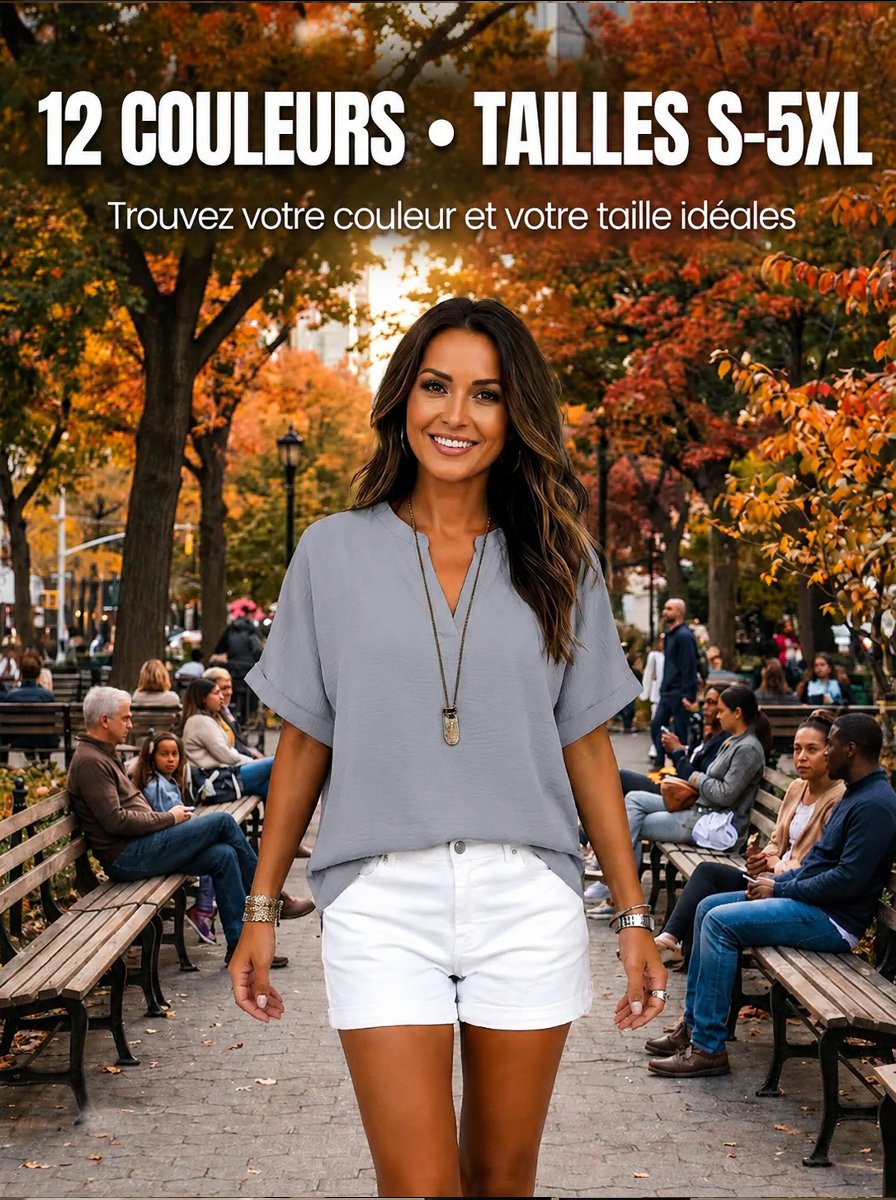 Respirant couleur unie V - word neck Casual manches courtes
