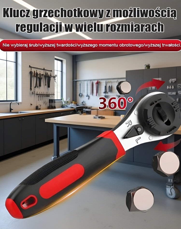  Regulowany klucz grzechotkowy wielorozmiarowy