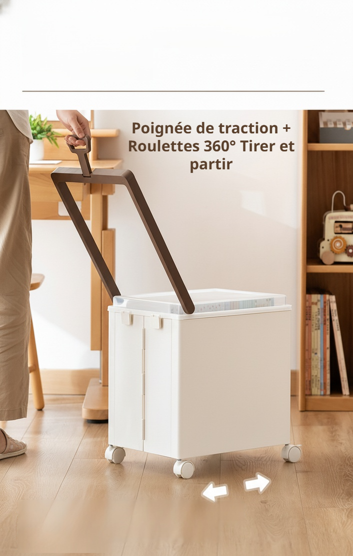 Chariot de bureau compact avec roulettes et couvercle fermé