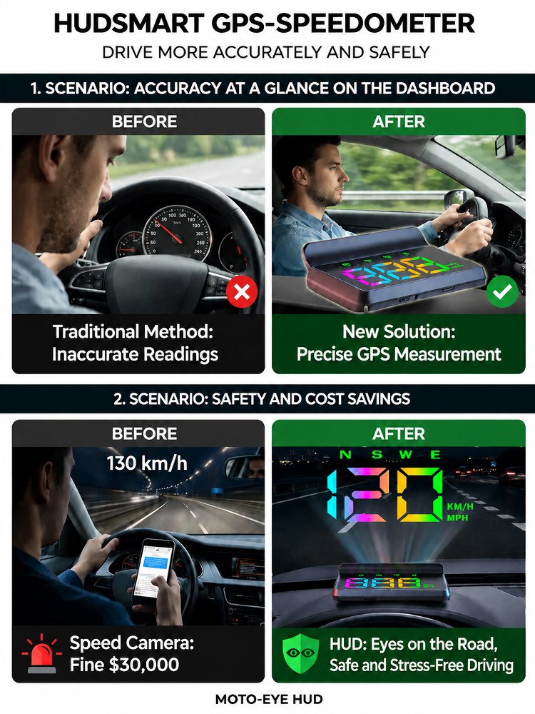 Large Font Clear Color Car HUD Display