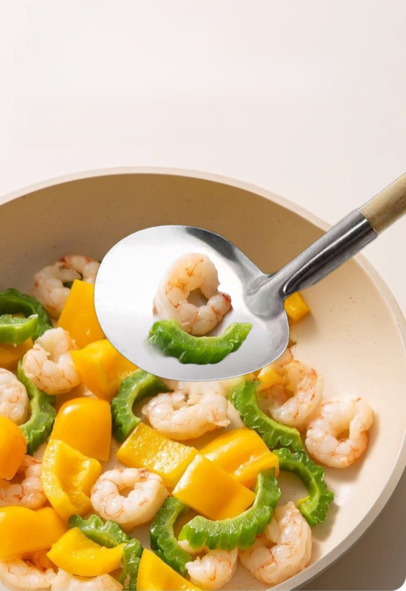 모던한 디자인의 논스틱 냄비와 둥근 주걱 세트