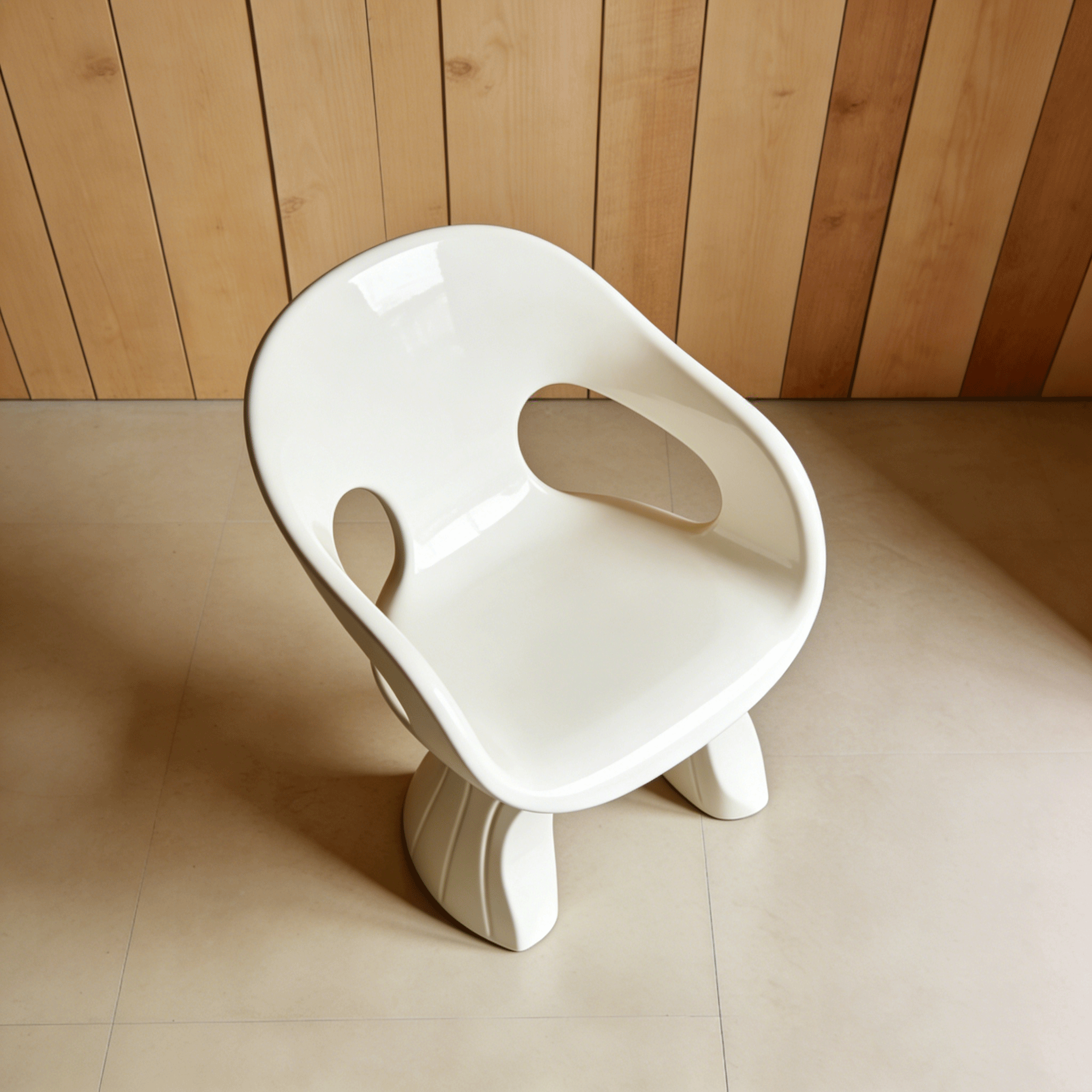 Silla blanca minimalista en comedor moderno
