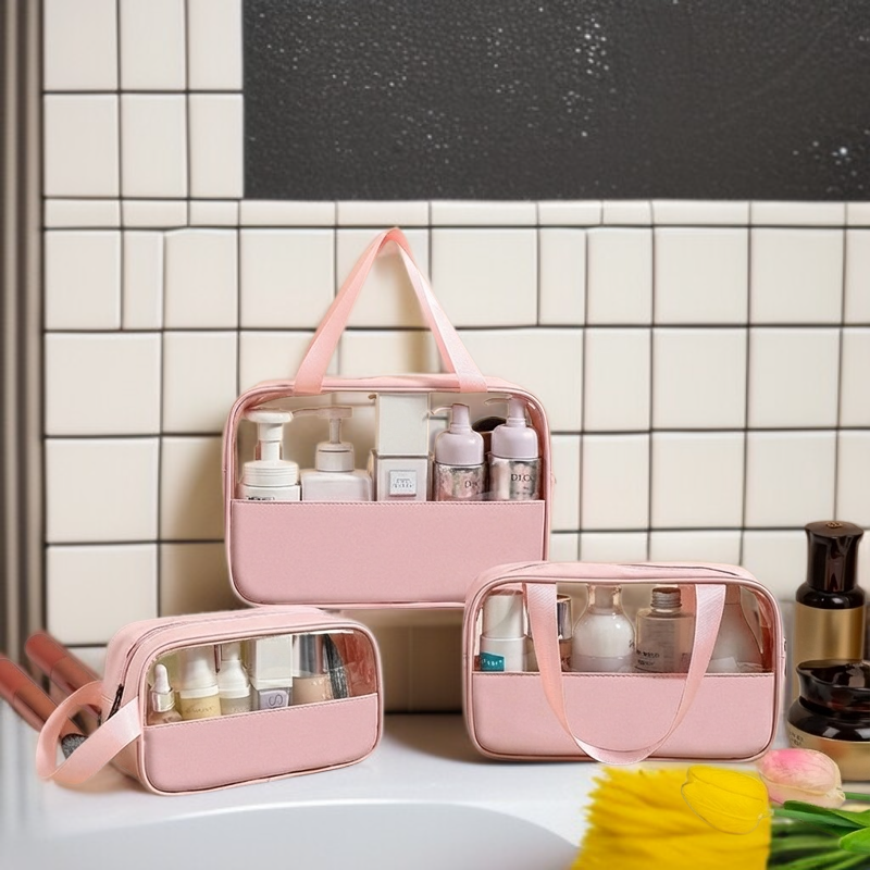 휴대용 대용량 수납 가방 투명 핸드 워터프루프 파우치 여행 필수 세면 가방