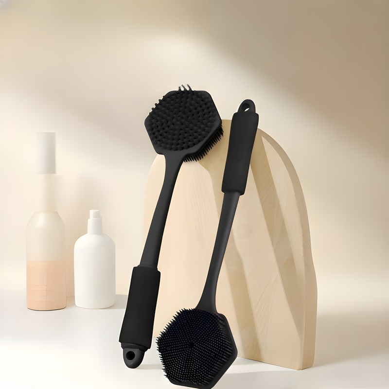 両面ロングハンドルシリコン背中ブラシ全体画像