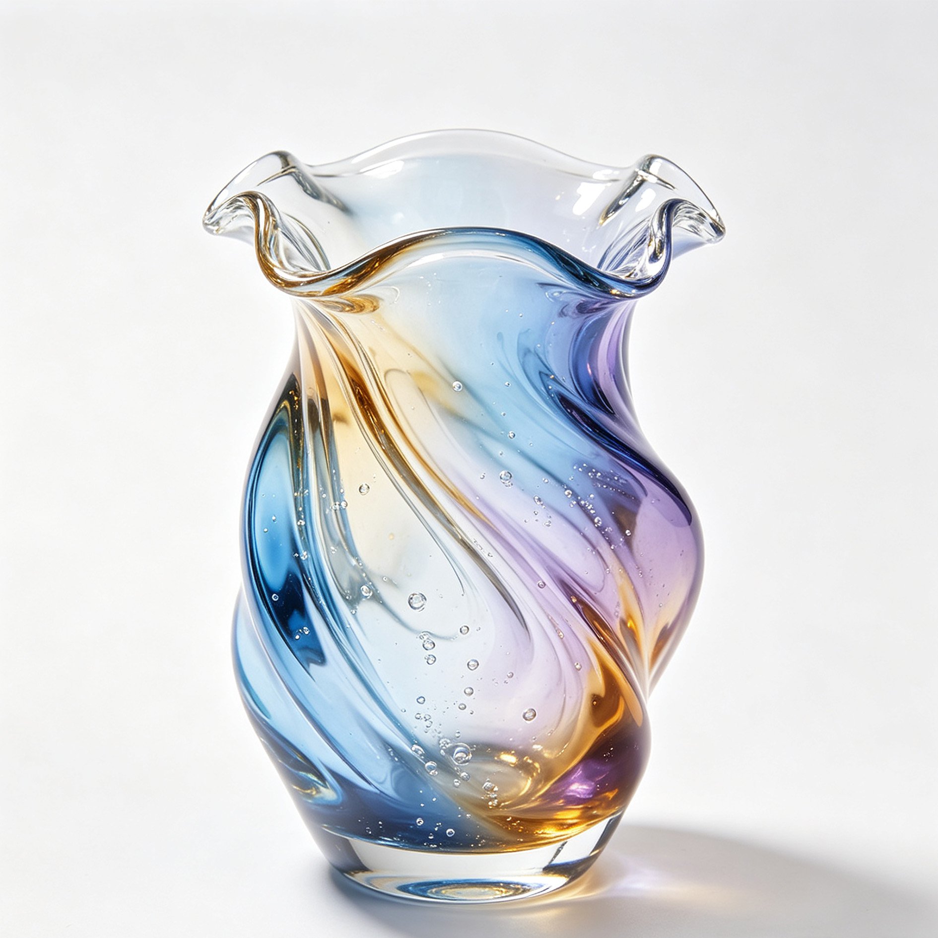 Fantasy Wave Swirl Pattern Glass Vase