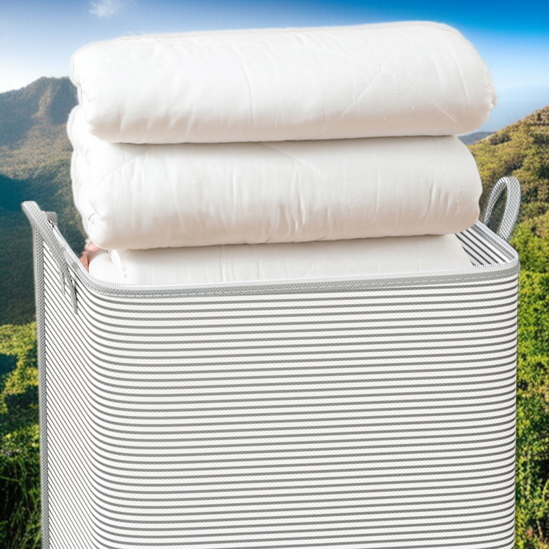 방수 방진 수납 파우치 대용량 스트라이프 정리 의류 접이식 부직포 바지 수납 파우치