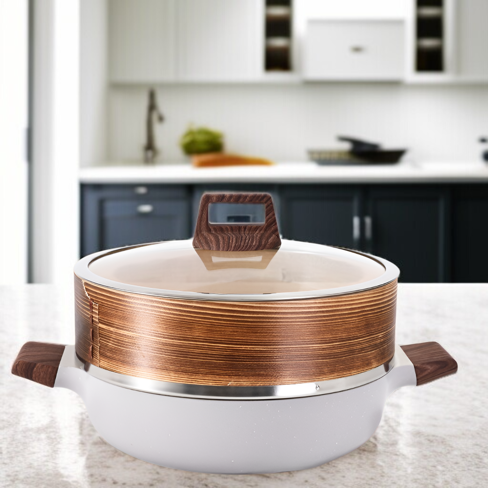 Antihaft-Dampfgarer mit Dämpfeinsatz-Set, stapelbar