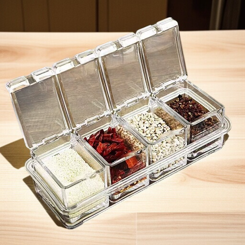 분리형 양념병 세트 주방용품 4종세트 투명 뚜껑 양념통 스푼 양념통