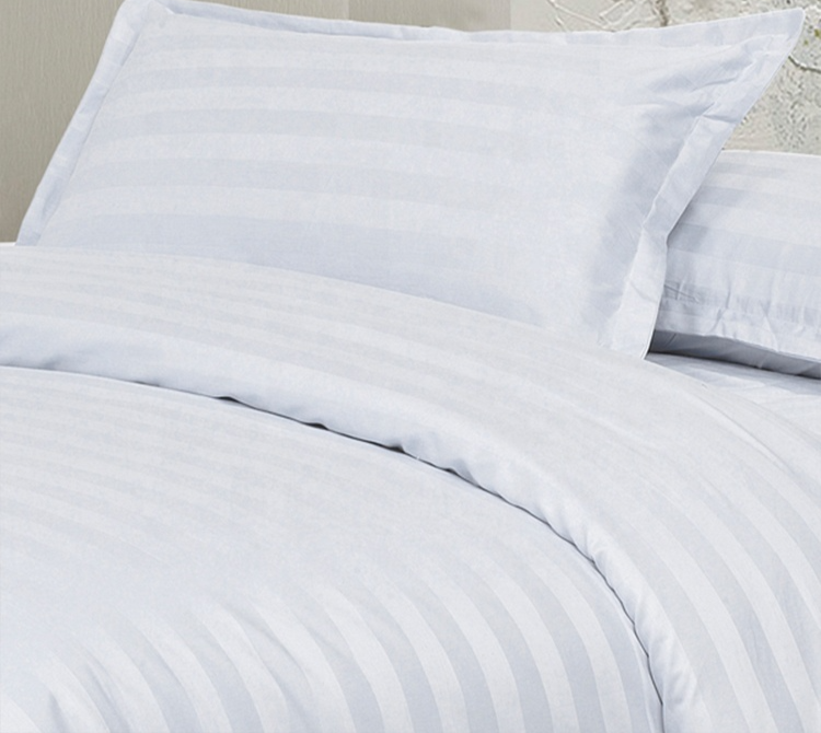 コットン サテンストライプ ベッドシーツ タイタンホテル クイーン