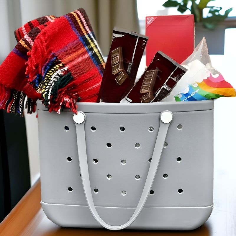 트렌디 중공 디자인 방수 고무 비치백 여행 수영 토트백