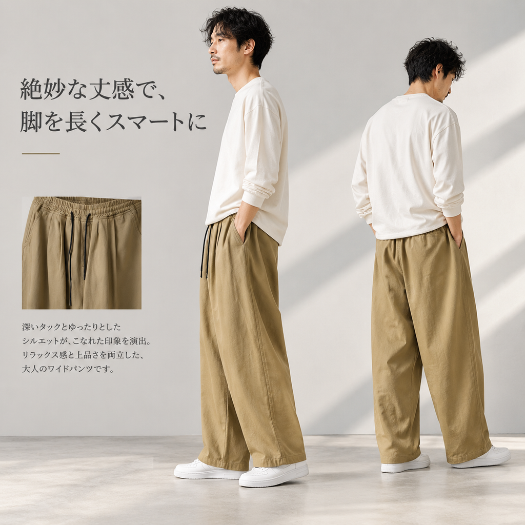 春秋用 日系 原宿スタイル ストレートルーズ ワイドパンツ メンズ