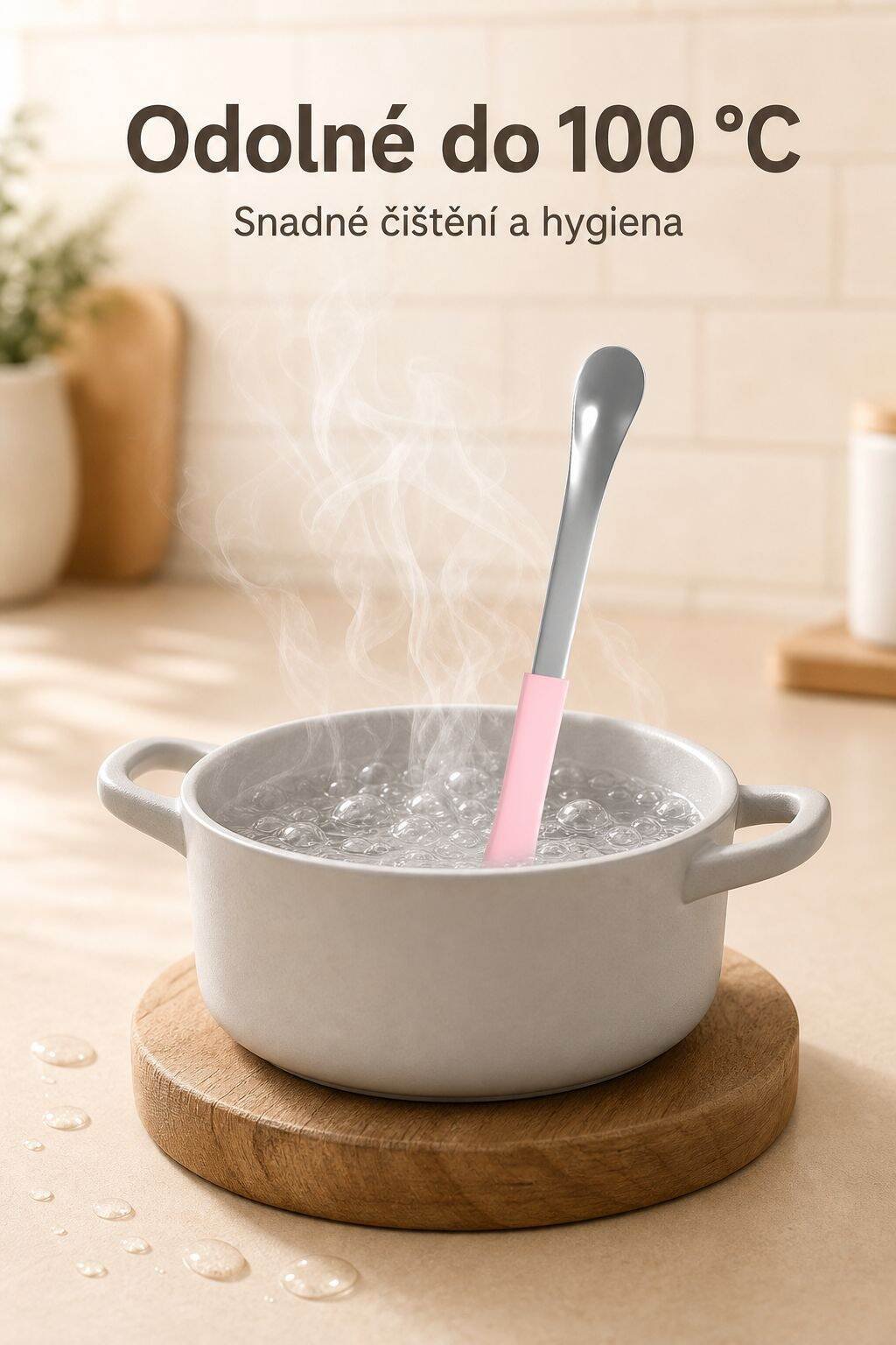 Nerezová lžička na ovocné pyré pro dětskou výživu