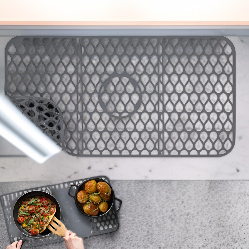 주방용 실리콘 싱크대 충돌 방지 및 방열 매트, 물방울 모양 보호 매트