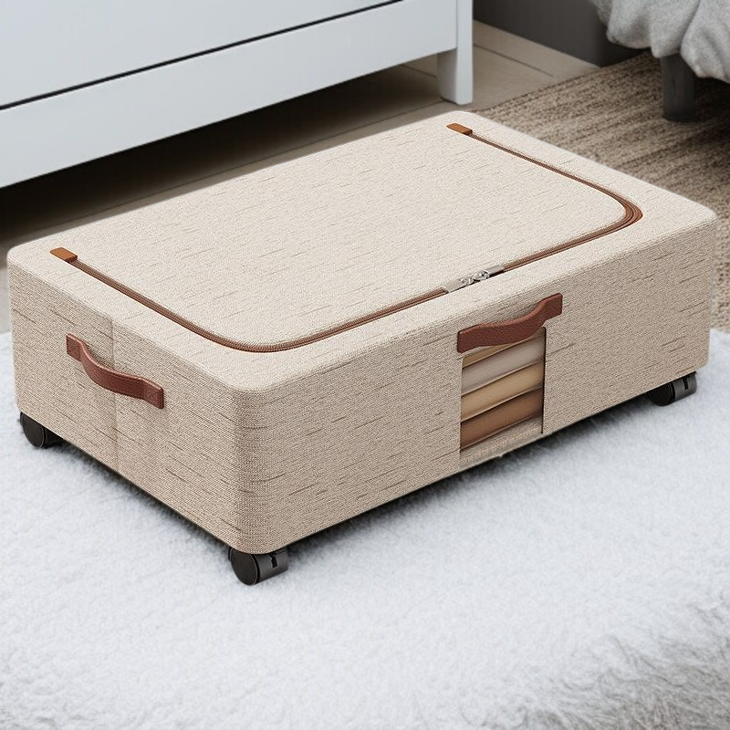 Caja de almacenaje para ropa y mantas, con ruedas, para colocar debajo de la cama