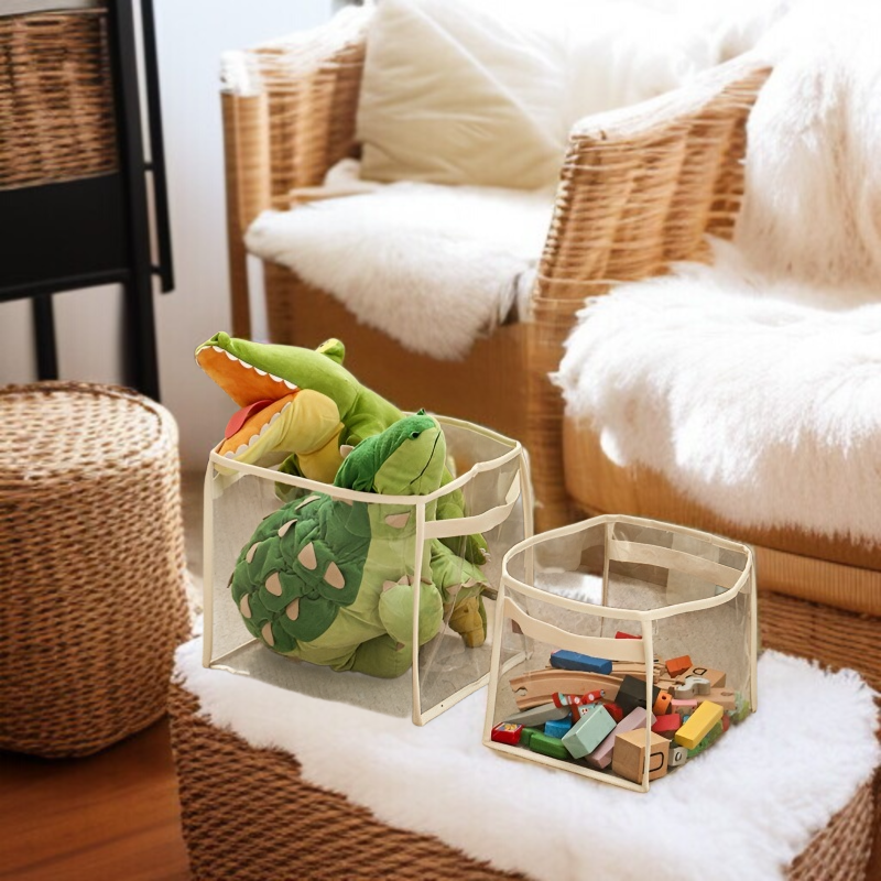 대용량 투명 수납 바구니 장난감 간식 잡동사니 수납 바구니 휴대용 대용량 수납 바구니