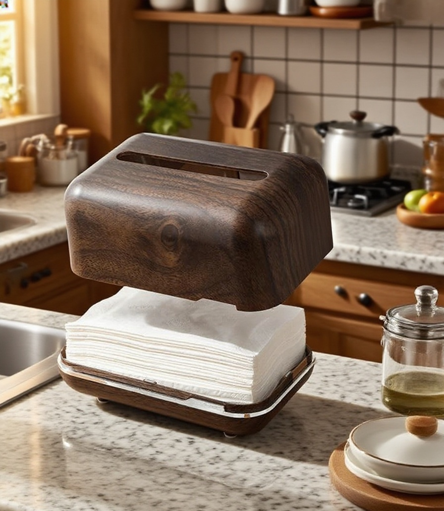 심플한 디자인의 호두나무 종이 뽑기 상자