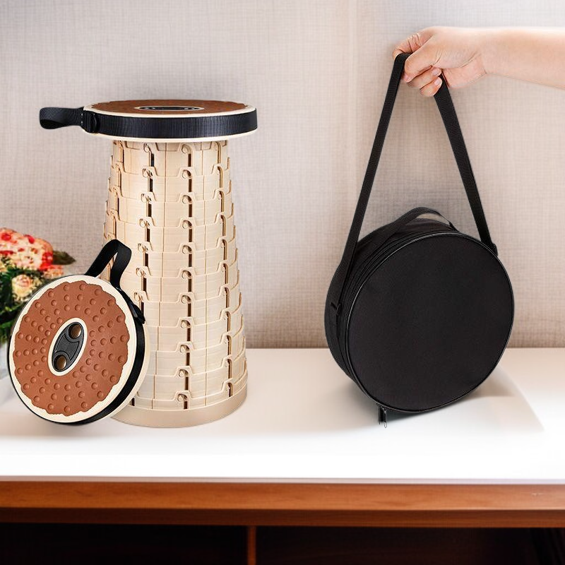 부드러운 고무 소재의 접이식 높이 조절식 텔레스코픽 스툴