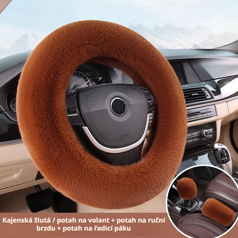 Teplý plyšový potah na volant, vhodný pro všechny vozy, neklouzavý design
