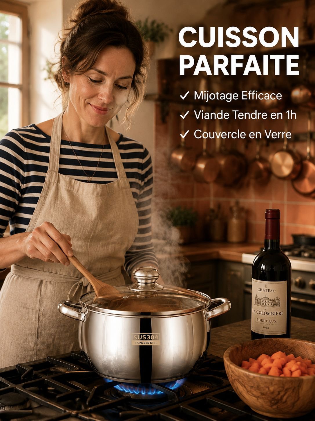 Pot à pommes épaissi en acier inoxydable SL304