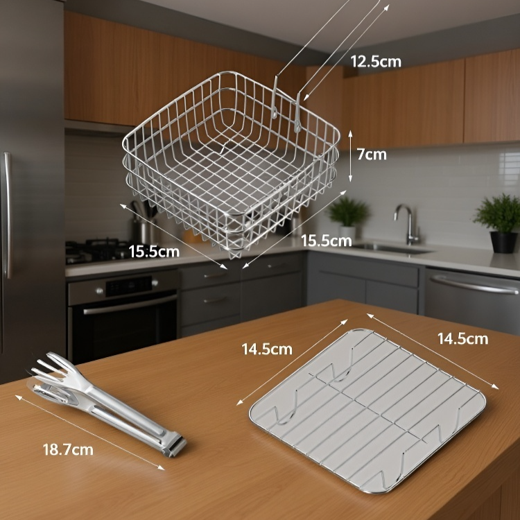 ステンレス製角型フライ鍋 天ぷら鍋 ラーメン鍋