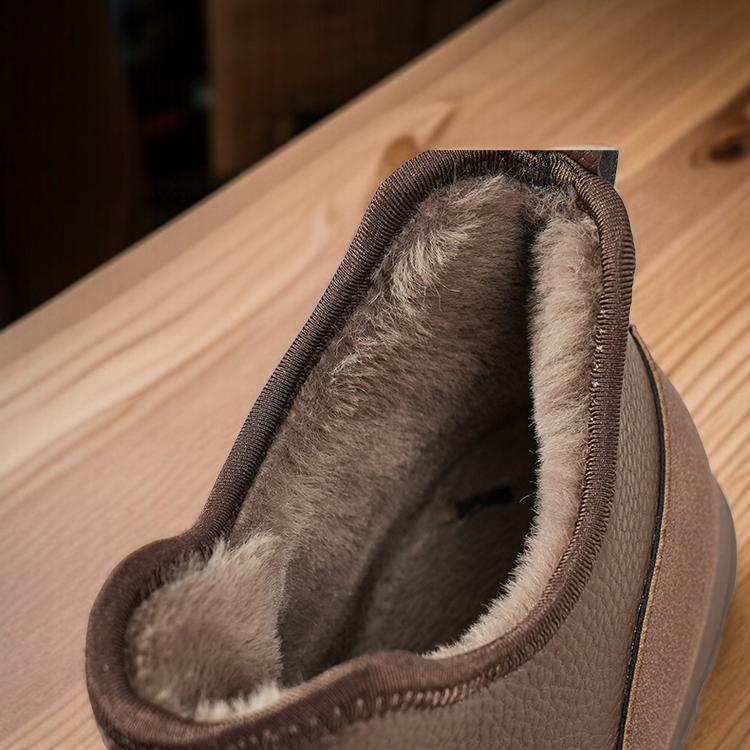 중장년층 융털 도톰한 둥근 머리 보온 소프트 가죽 겨울 앵클 부츠 플랫 미끄럼 방지 둥근 머리 스노 부츠