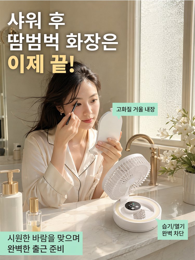 접이식 미러 USB 휴대용 선풍기