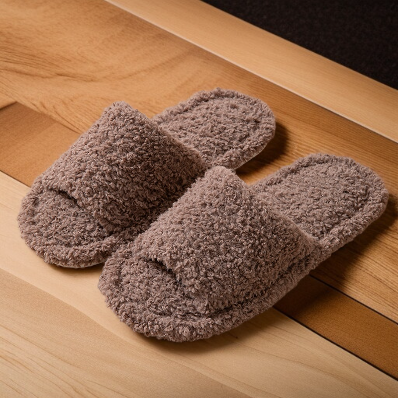 毛絨棉拖鞋捲毛開口