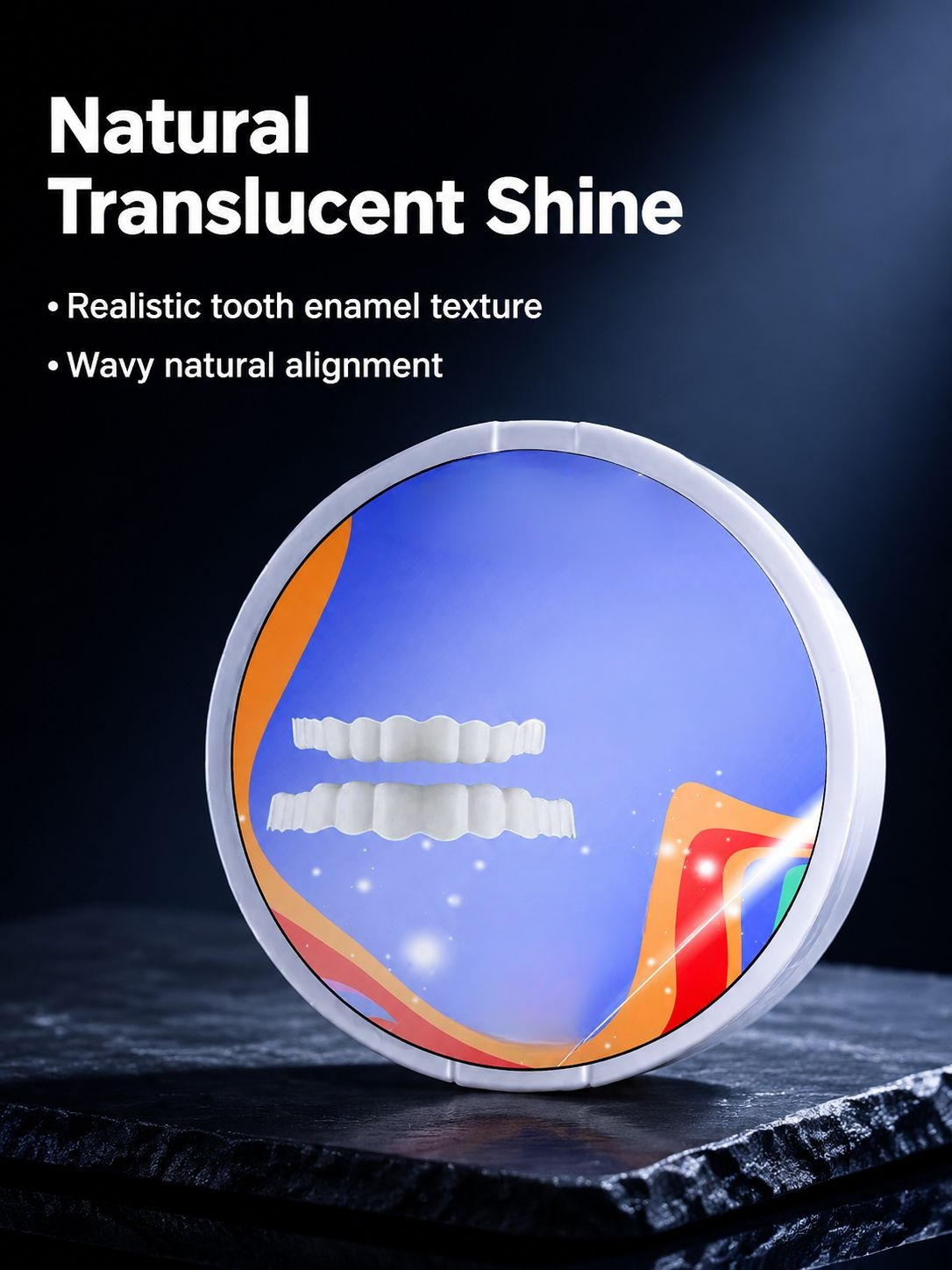 Removable whitening fake teeth product close-up