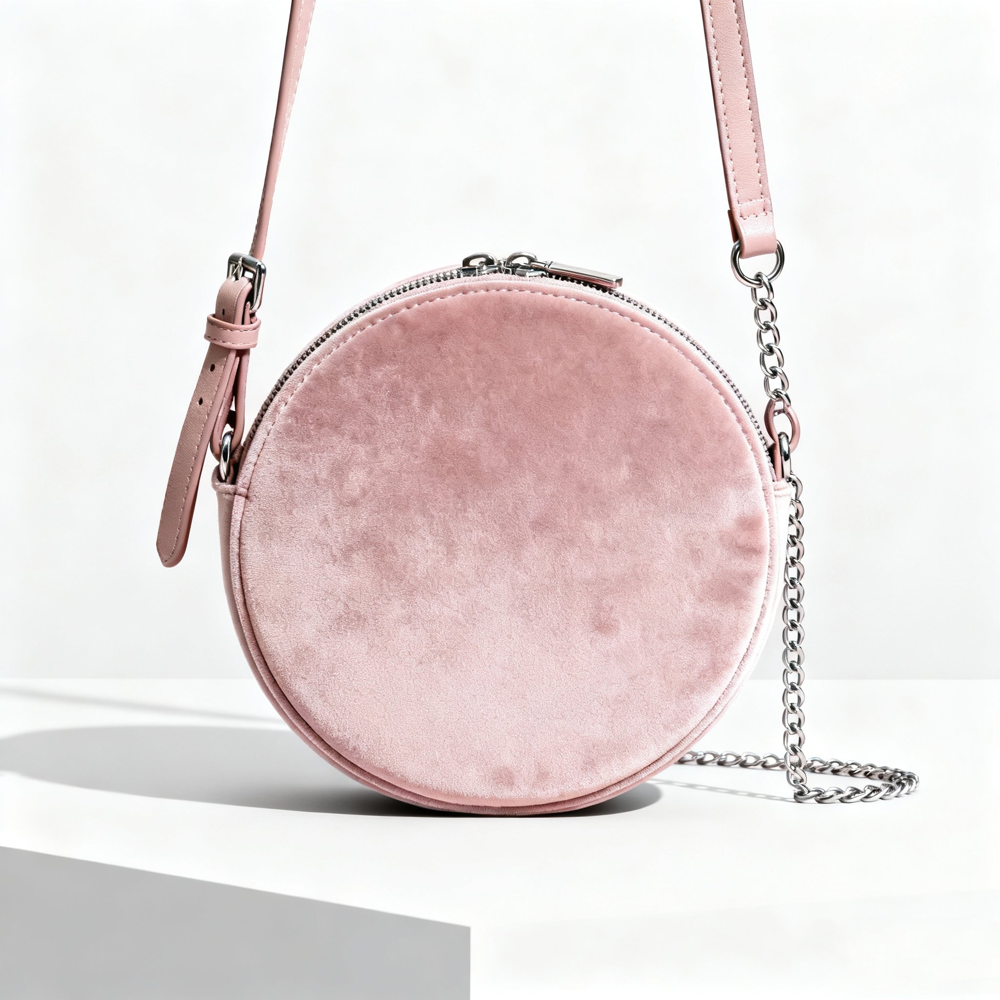 กระเป๋าถือผ้ากำมะหยี่สีชมพู