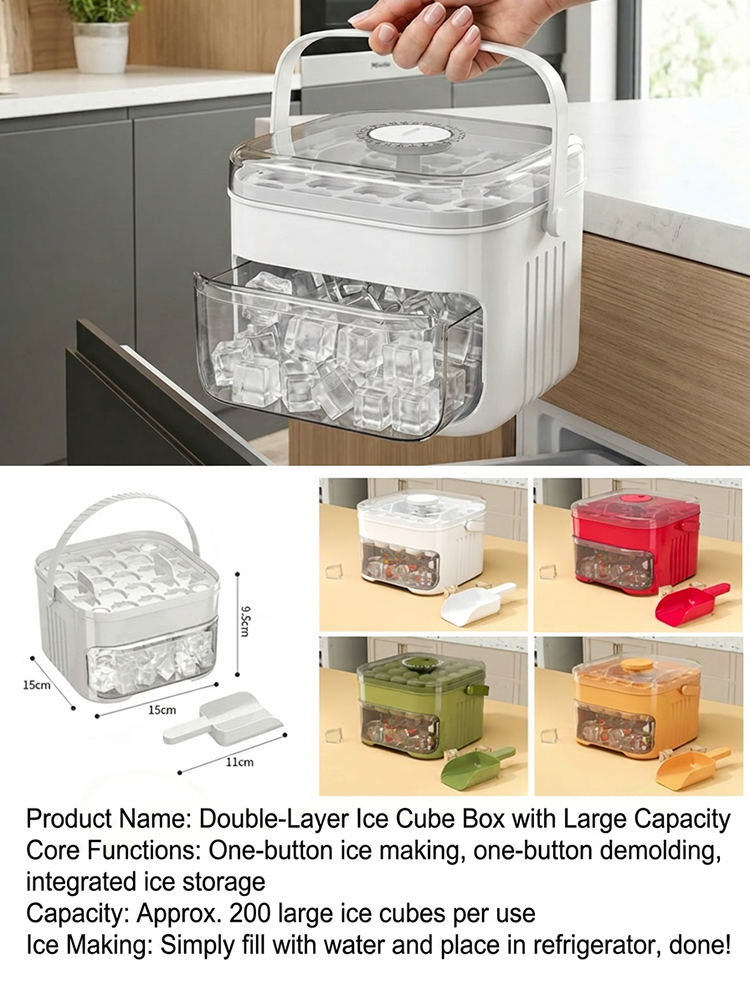 No dirty hands — large-capacity ice maker with a free ice scoop included.