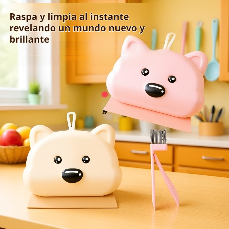 Set de baño cinco en uno con raspador y diseño de cachorro animado