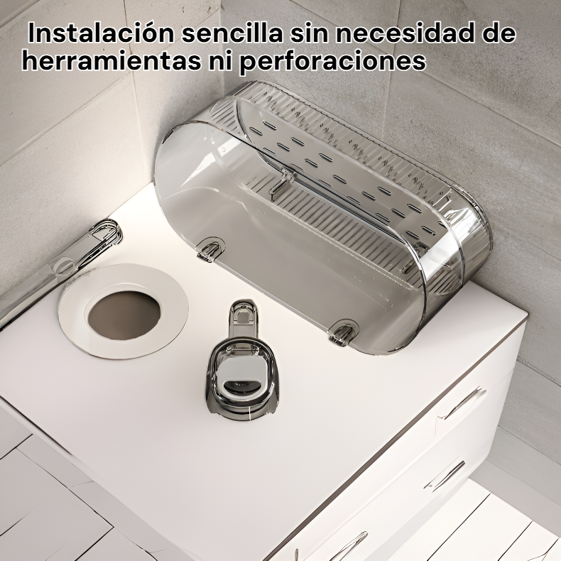 Organizador de baño con ventosa, montaje en pared sin perforaciones, ligero y elegante