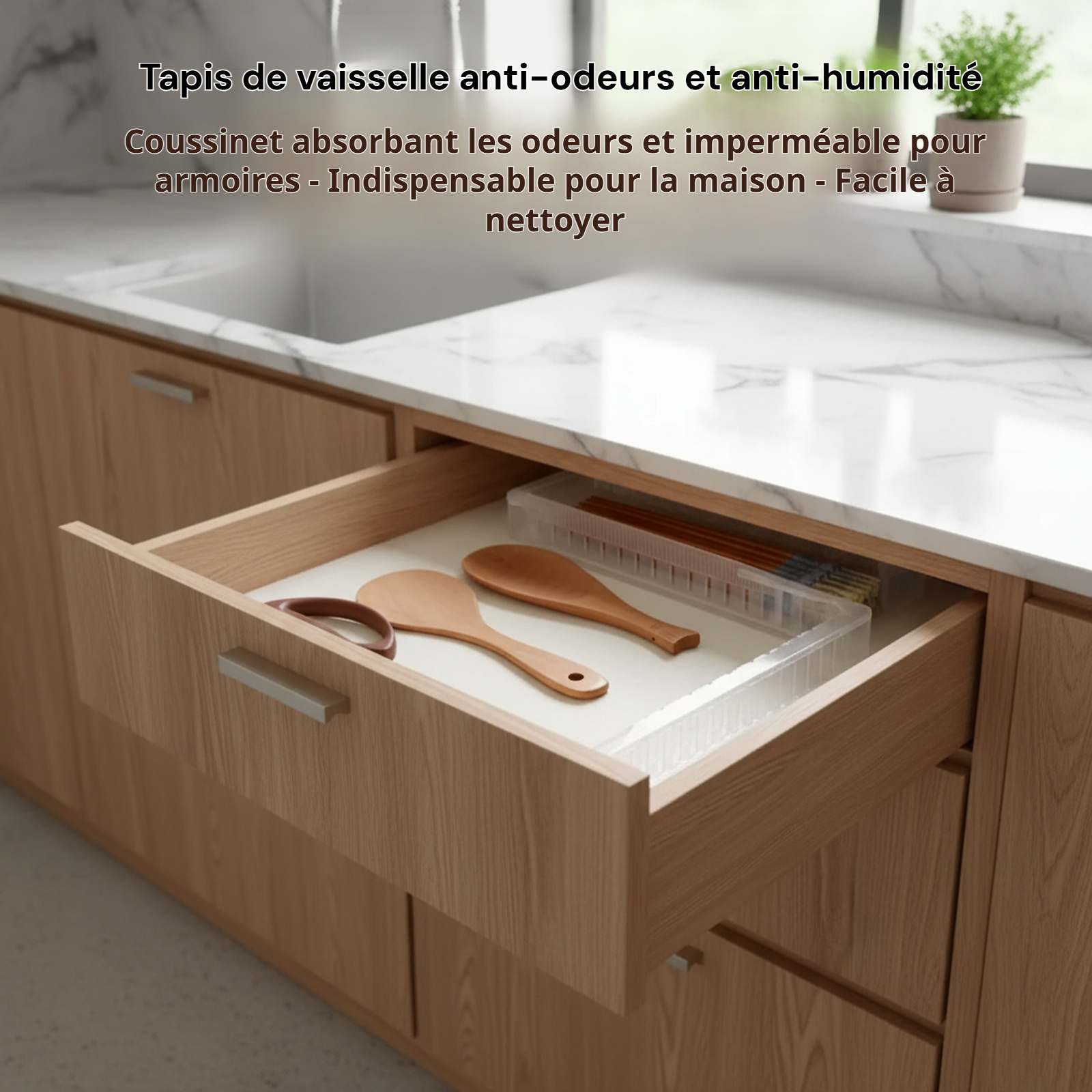 Tapis de tiroir imperméable et épais pour armoire de cuisine, anti-huile et anti-moisissure