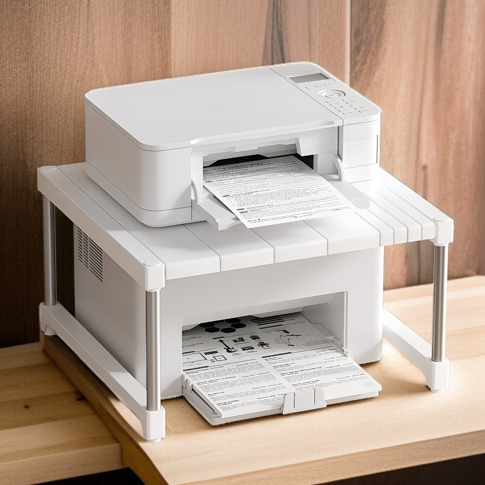 プリンターラックデスクトップ格納式コピー機スタンドオフィスデスク階層型小型収納ラック