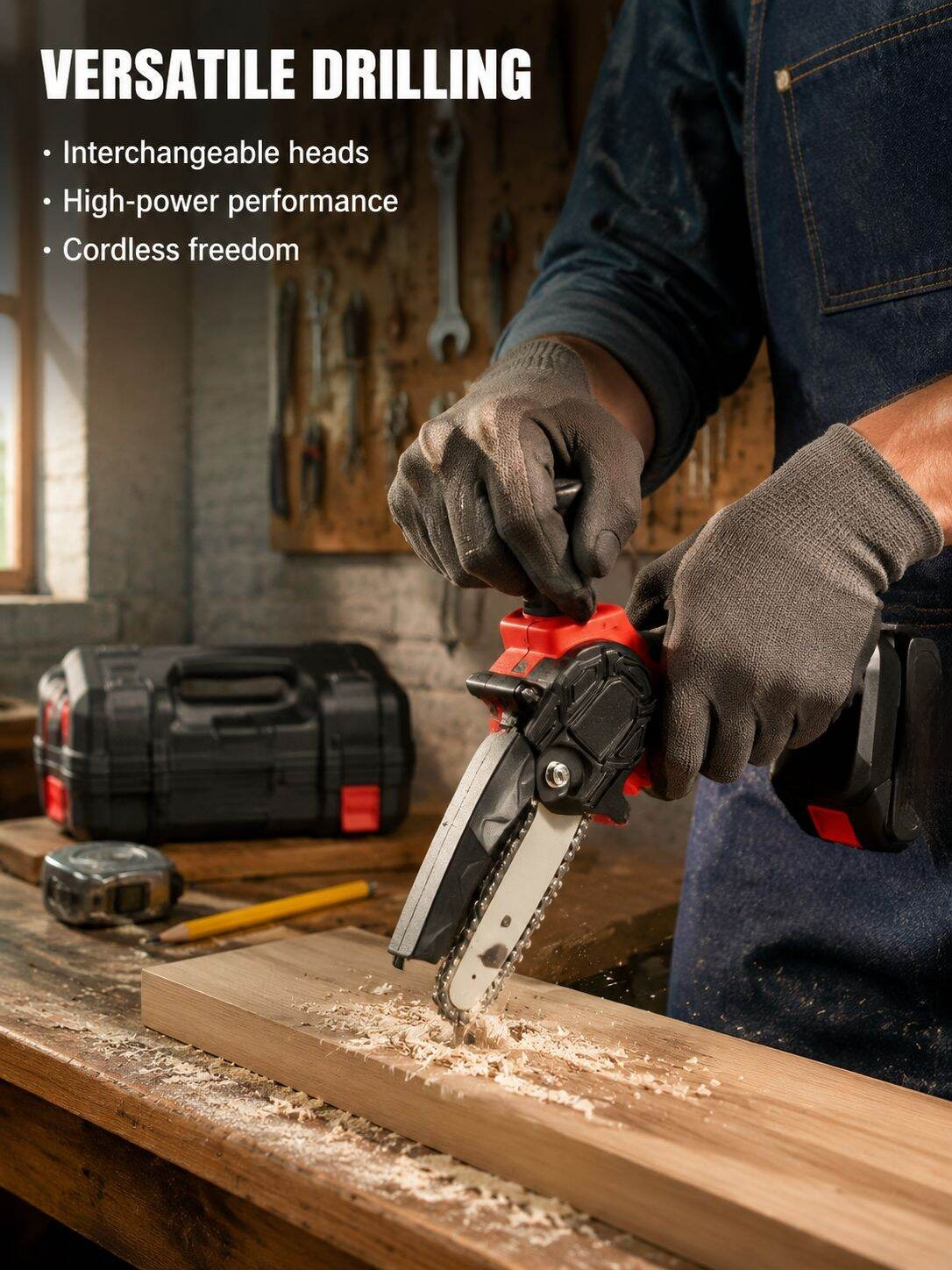 5-in-1 Professional Cordless Power Tool Kit (Impact Wrench/Angle Grinder/Hammer Drill/Hard Case)