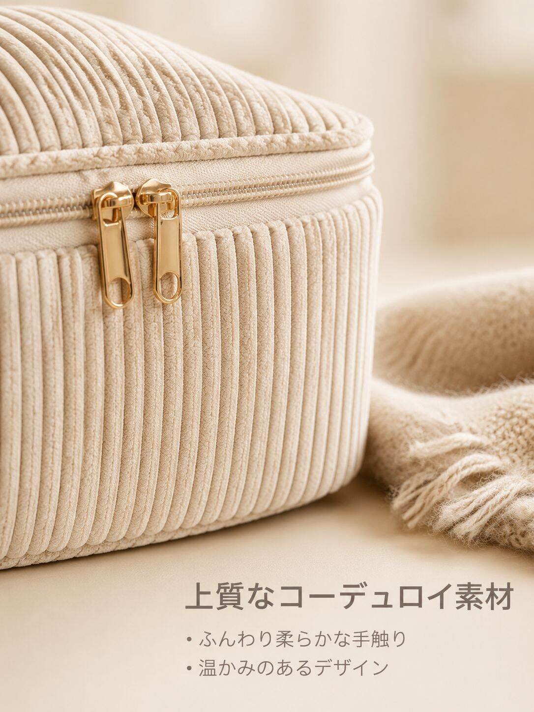 コーデュロイ化粧ポーチ 旅行用携帯収納4点セット