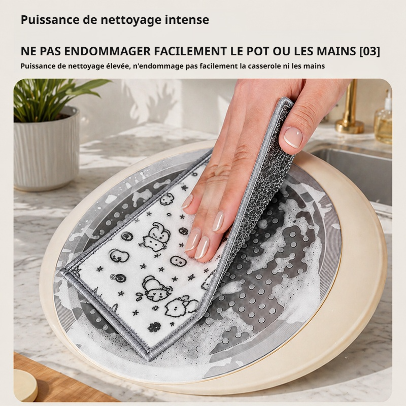 Éponge à récurer en fil d'acier double face avec motif cartoon