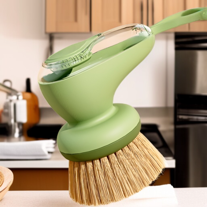 가정용 손상없는 냄비 청소 냄비 브러쉬 자동 수액 압출 수액 세척 냄비 브러쉬 게으름뱅이 주방 필수 자동 수액 브러쉬